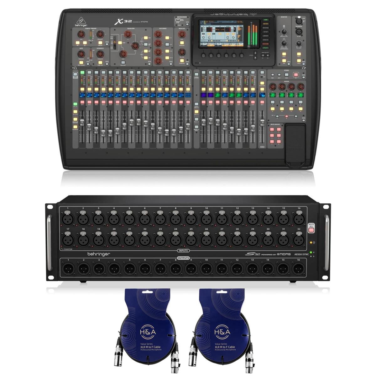 Behringer Behringer X32 32-Channel 16-Bus Total Recall Digital Mixing Console V4.0 Bundles with Powerplay 16 P16-M 16-Channel Digital Personal Mixer & Behringer S32 32x Remote-Controllable Midas