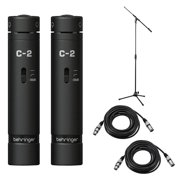 Behringer C-2 Dark Ed Studio Condenser Mic, Pair, w/2x Stand & 2x XLR Cable