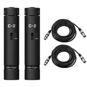 Behringer C-2 Dark Edition Matched Studio Condenser Microphones, Black, Pair, Bundle with 2x Value Series XLR M to F Microphone Cable