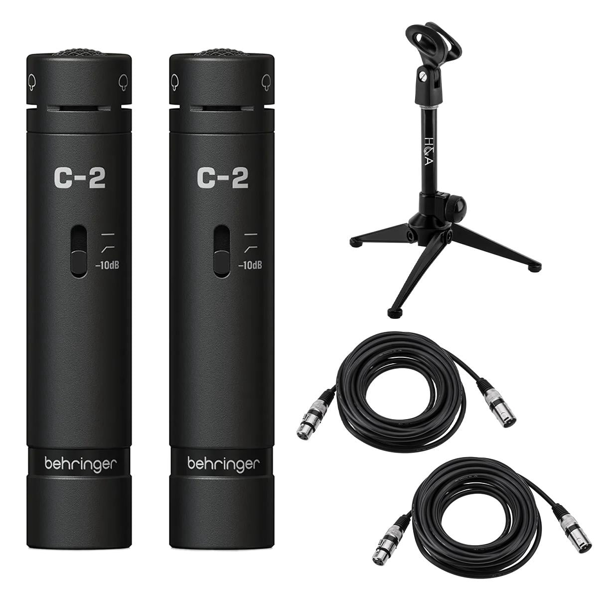Behringer C-2 Dark Edition Microphones, Pair with with 2x Stand & 2x XLR Cable