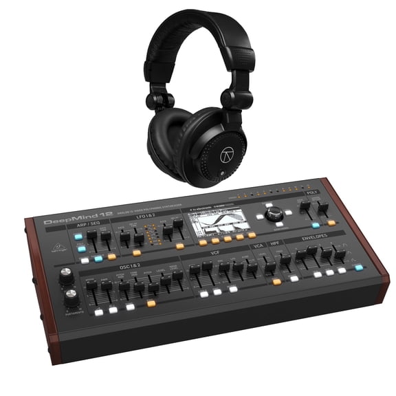 Behringer DEEPMIND 12D True Analog 12-Voice Polyphonic Desktop Synthesizer with TAPH100 Studio Monitor Headpho