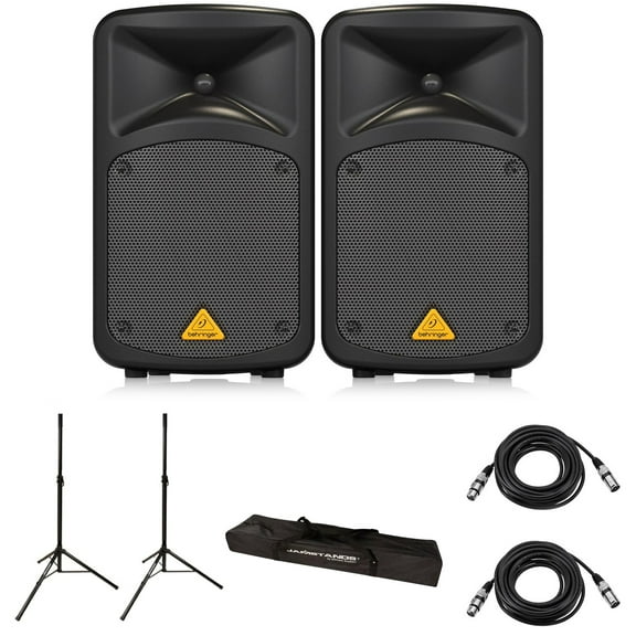 Behringer EUROPORT EPS500MP3 500W 8-Channel Ultra-Compact Portable PA System, Bundle with Stands and Cables