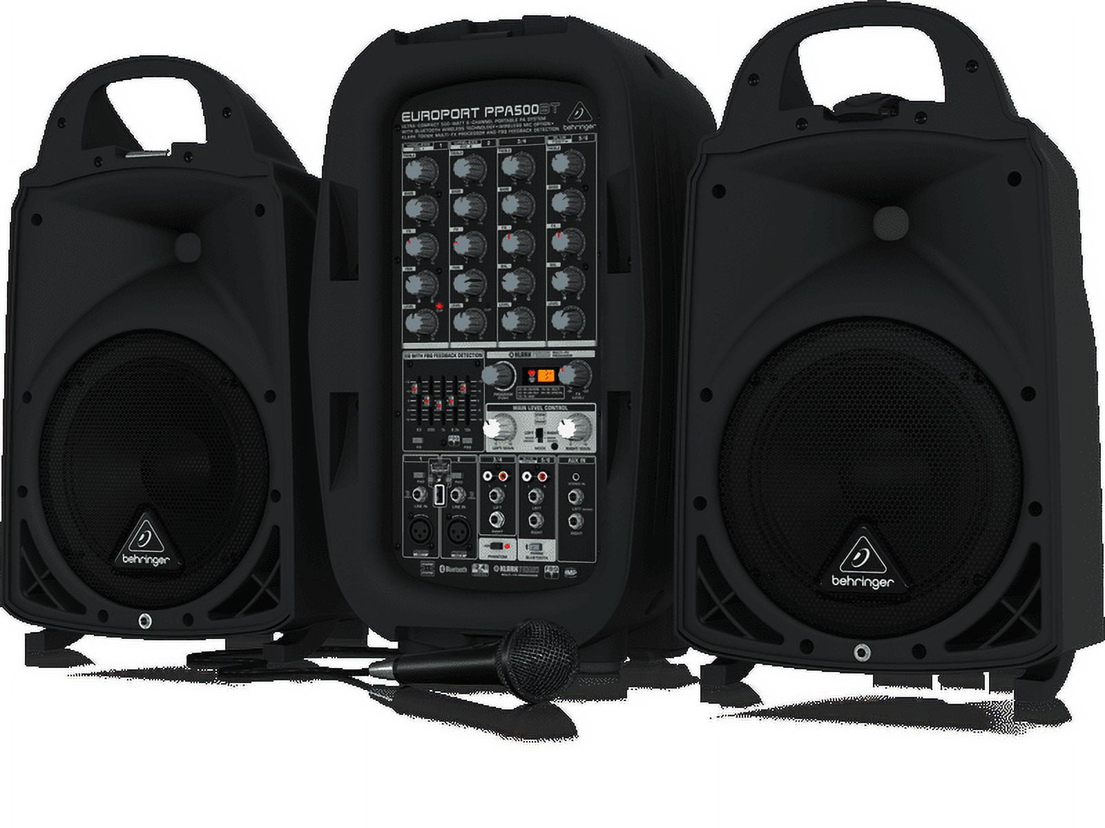 Behringer EUROPORT PPA500BT Ultra-Compact 500-Watt 6-Channel Portable PA System w/ Bluetooth Wireless Technology, Wireless Microphone Option, KLARK TEKNIK Multi-FX Processor & FBQ Feedback Detection