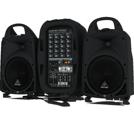 Behringer EUROPORT PPA500BT Ultra-Compact 500-Watt 6-Channel Portable PA System w/ Bluetooth Wireless Technology, Wireless Microphone Option, KLARK TEKNIK Multi-FX Processor & FBQ Feedback Detection