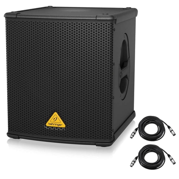 Behringer Eurolive B1200D-PRO High-Performance Active 500-Watt 12" PA Subwoofer with Built-in Stereo Crossover, 60Hz-130Hz Frequency Response With 2x H&A XLR Cables