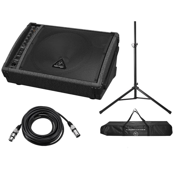 Behringer Eurolive F1220D 12" 250W Powered Speaker, Bundle with Speaker Stand and 25' XLR Microphone Cable
