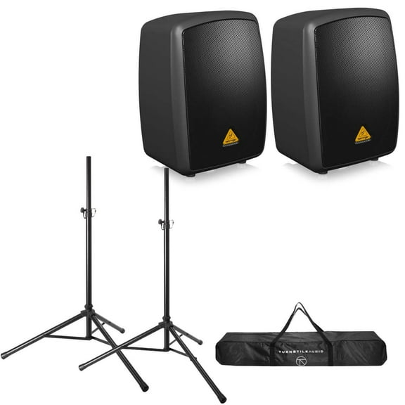 Behringer Europort MPA40BT 40W All-In-One Wireless Portable PA System, 2-Pack, Bundle with Adjustable Speaker Stands, Pair