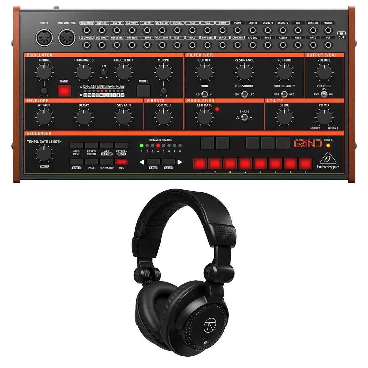 Behringer GRIND Hybrid Semi-Modular Synthesizer, Bundle with TAPH100 Studio Monitor Headphones