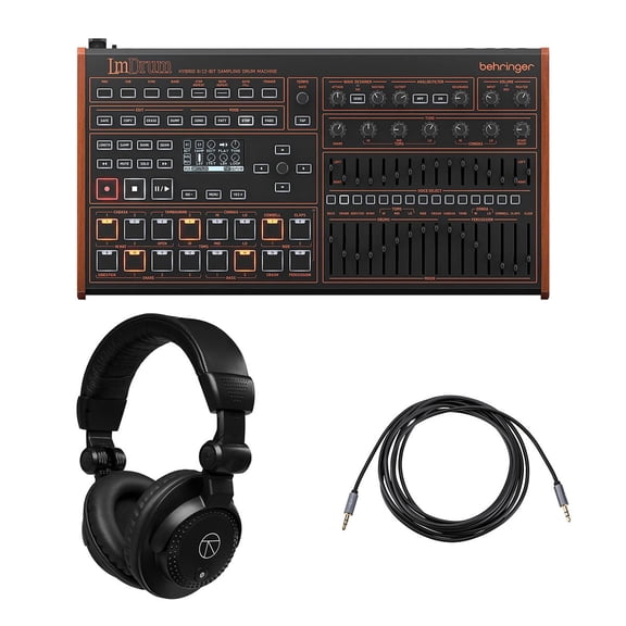 Behringer LM DRUM Classic Hybrid Sampling Drum Machine, Bundle with TAPH100 Headphones and 10' Gold Series Auxiliary Cable