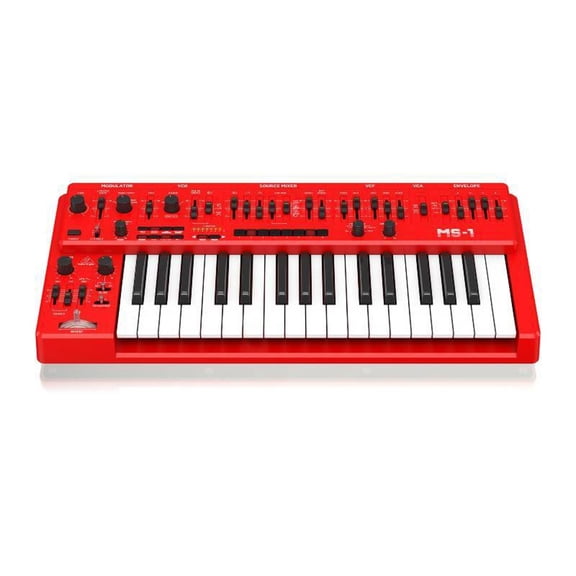Behringer MS-1-RD 32-Key Analog Monophonic Synthesizer with 32-Step Sequencer, Red