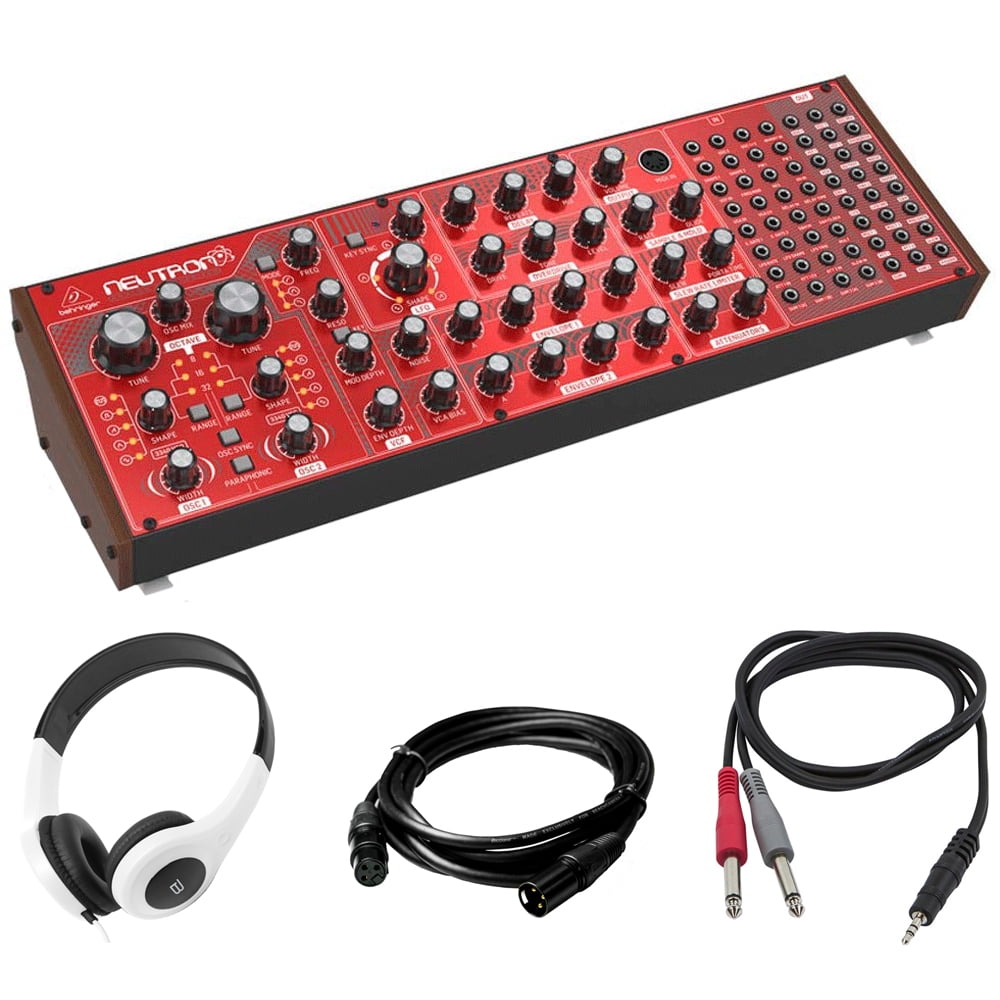 Behringer Neutron Paraphonic Analog and Semi Modular Synthesizer with Dual 3340 VCOs Bundle with Stereo Headphones XLR Male to XLR Female Gold Plated