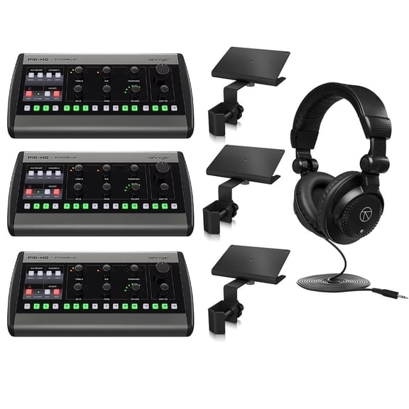 Behringer P16-HQ POWERPLAY 16-Channel Personal Monitoring Mixer WITH BEHRINGER MOUNTING BRACKET FOR P16-M AND TURNSTILE CB STUDIO MONITOR HEADPHON