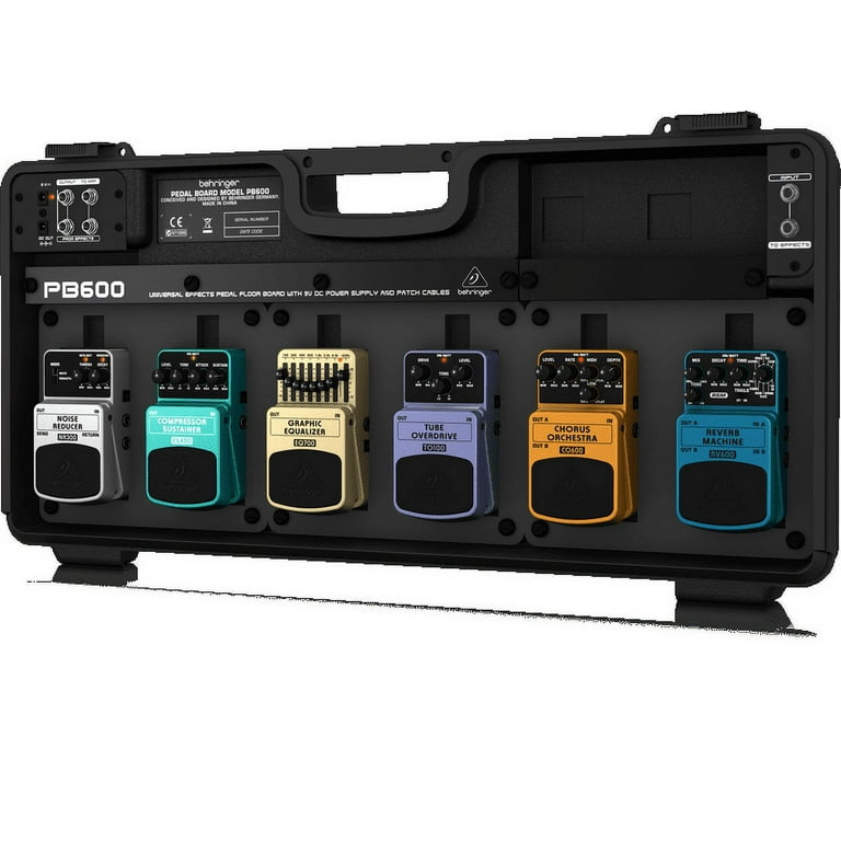 Behringer PB600 Universal Effects Pedal Floor Board with 9 V DC Power Supply and Patch Cables