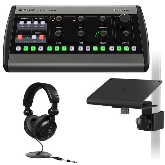 Behringer Powerplay 16 P16-M 16-Channel Digital Personal Mixer, Bundle with Behringer P16-MB Mounting Bracket for PowerPlay P16-M