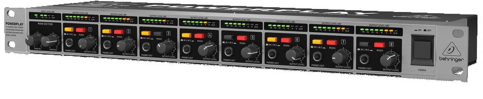 Behringer Powerplay HA8000 V2 8-Channel High-Power Headphones Mixing and  Distribution Amplifier