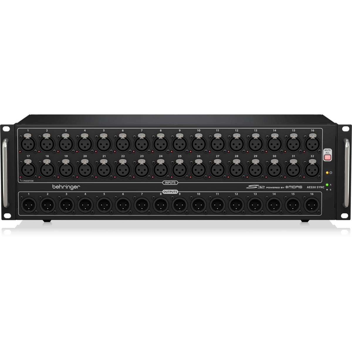 Behringer S32 I/O Box with 32 Remote-Controllable MIDAS Preamps, 16 Outputs and AES50 Networking featuring KLARK TEKNIK SuperMAC Technology