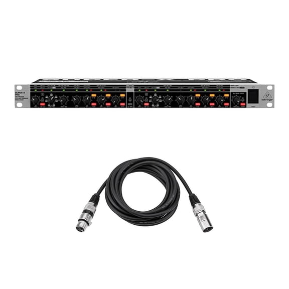 Behringer SUPER-X PRO CX3400 High-Precision Stereo 2-Way/3-Way/Mono 4-Way Crossover with Limiters, Adjustable Time Delays and CD Horn Correction with Value Series XLR M to F Microphone Cable
