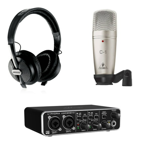 Behringer U-Phoria Studio Pro Complete Recording Bundle with UMC202HD USB Audio Interface