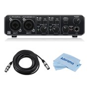Behringer U-Phoria UMC202HD Audiophile 2x2 USB Audio Interface with MIDAS Mic Preamplifiers, 24-Bit/192kHz Resolution - With 6 8mm XLR Microphone Cable, Fiber Optic Cleaning Cloth