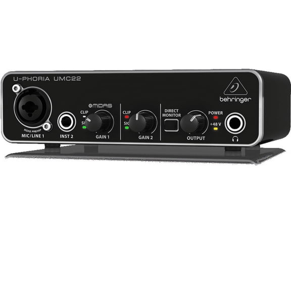 Behringer U-Phoria UMC22 Audiophile 2x2 USB Audio Interface w/ MIDAS Mic Preamps
