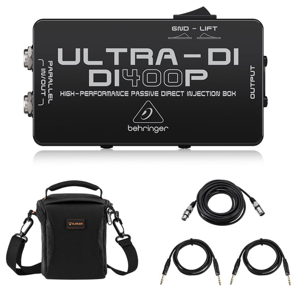 Behringer ULTRA-DI DI400P High-Performance Passive Direct Injection Box, Bundle with 2x Platinum Pro 6' TRS Interconnect Cable, 25' Microphone Cable
