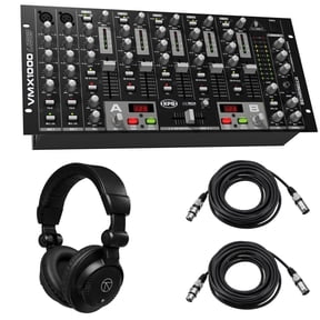 Behringer VMX1000USB Professional 7-Channel Rack-Mount DJ Mixer, Bundle with TAPH100 Headphones and 2x 25' XLR Cable