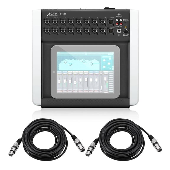Behringer X Air X18 18-Channel 12-Bus Digital Mixer, with 2x 25' XLR Cable