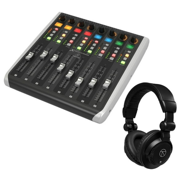 Behringer X-TOUCH EXTENDER MIDI Controller with 8 Touch-Sensitive Motor Faders, Bundle with TAPH100 Closed-Back Studio Monitor Headphones