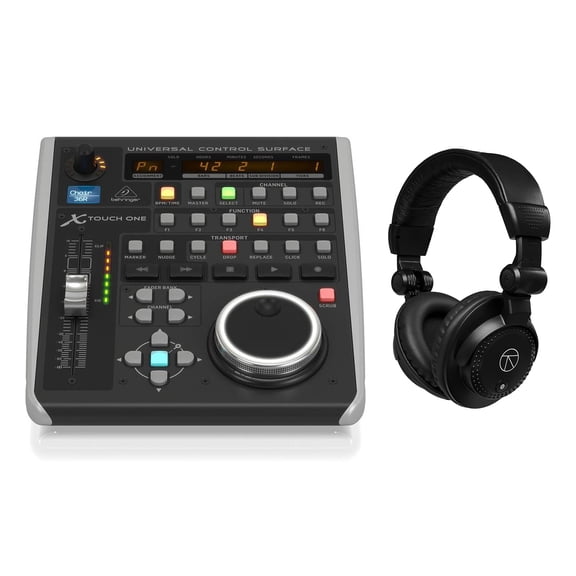 Behringer X-TOUCH ONE Universal Control Surface with Touch-Sensitive Motor Fader, Bundle with TAPH100 Headphones