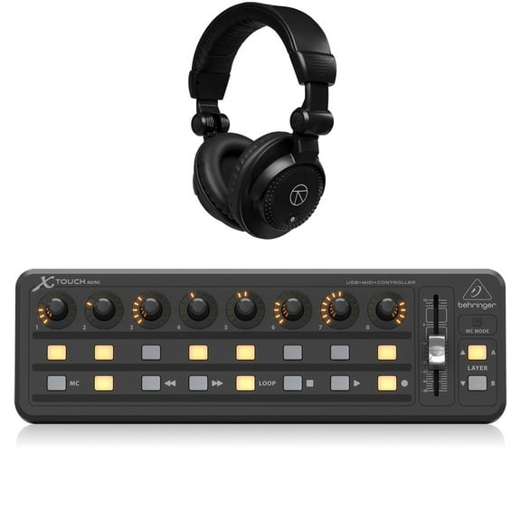 Behringer X-Touch Mini Ultra-Compact Universal USB Controller with TAPH100 Studio Monitor Headphones