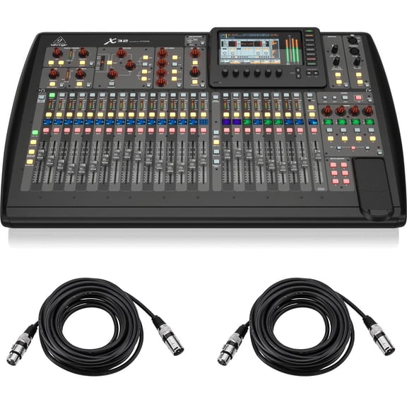Behringer X32 32-Channel 16-Bus Total Recall Digital Mixing Console V4.0, Bundle with 2x 25' XLR Microphone Cable