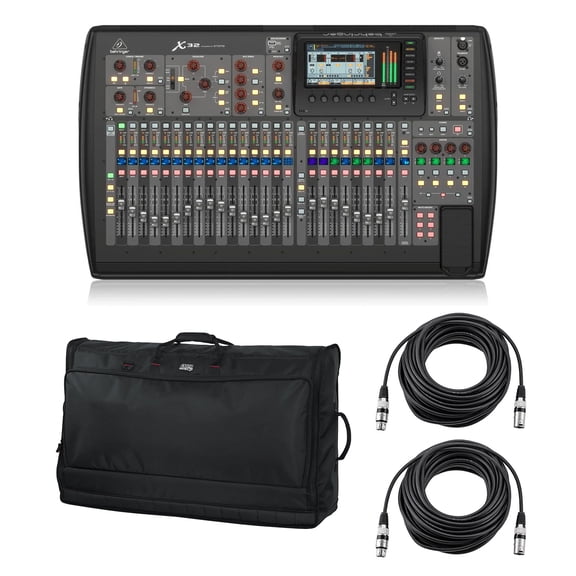 Behringer X32 32-Channel 16-Bus Total Recall Digital Mixing Console V4.0 Bundle with Padded Nylon Carry Bag, 2x Pro 50' XLR M to XLR F Cable