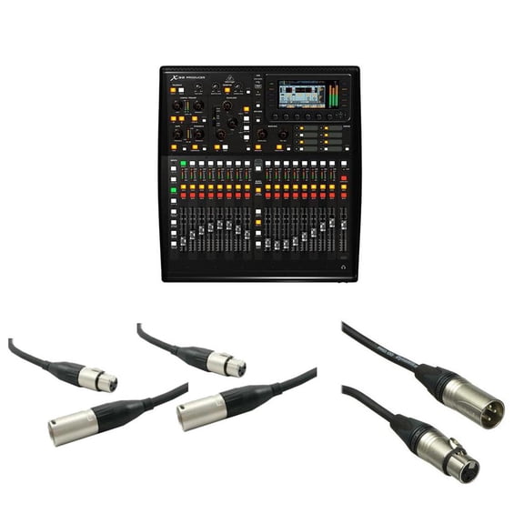 Behringer X32 PRODUCER 40-Input, 25-Bus Rack-Mountable Digital Mixing Console, Bundle with 2x 25' XLR (M) to XLR (F) Microphone Cable