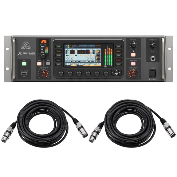 Behringer X32 Rack 40-Input 25-Bus Digital Rack Mixer, Bundle with 2x 25' XLR Microphone Cable
