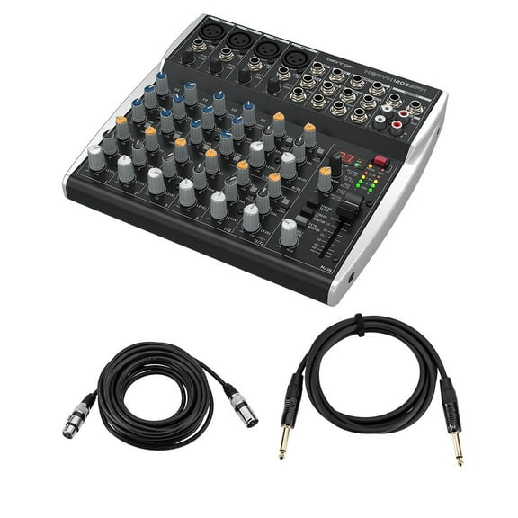 Behringer XENYX 1202SFX Premium Analog 12-Input Mixer with USB Interface, Bundle with Instrument and Microphone Cable