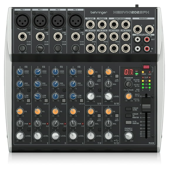 Behringer XENYX 1202SFX Premium Analog 12-Input Mixer with USB Streaming Interface