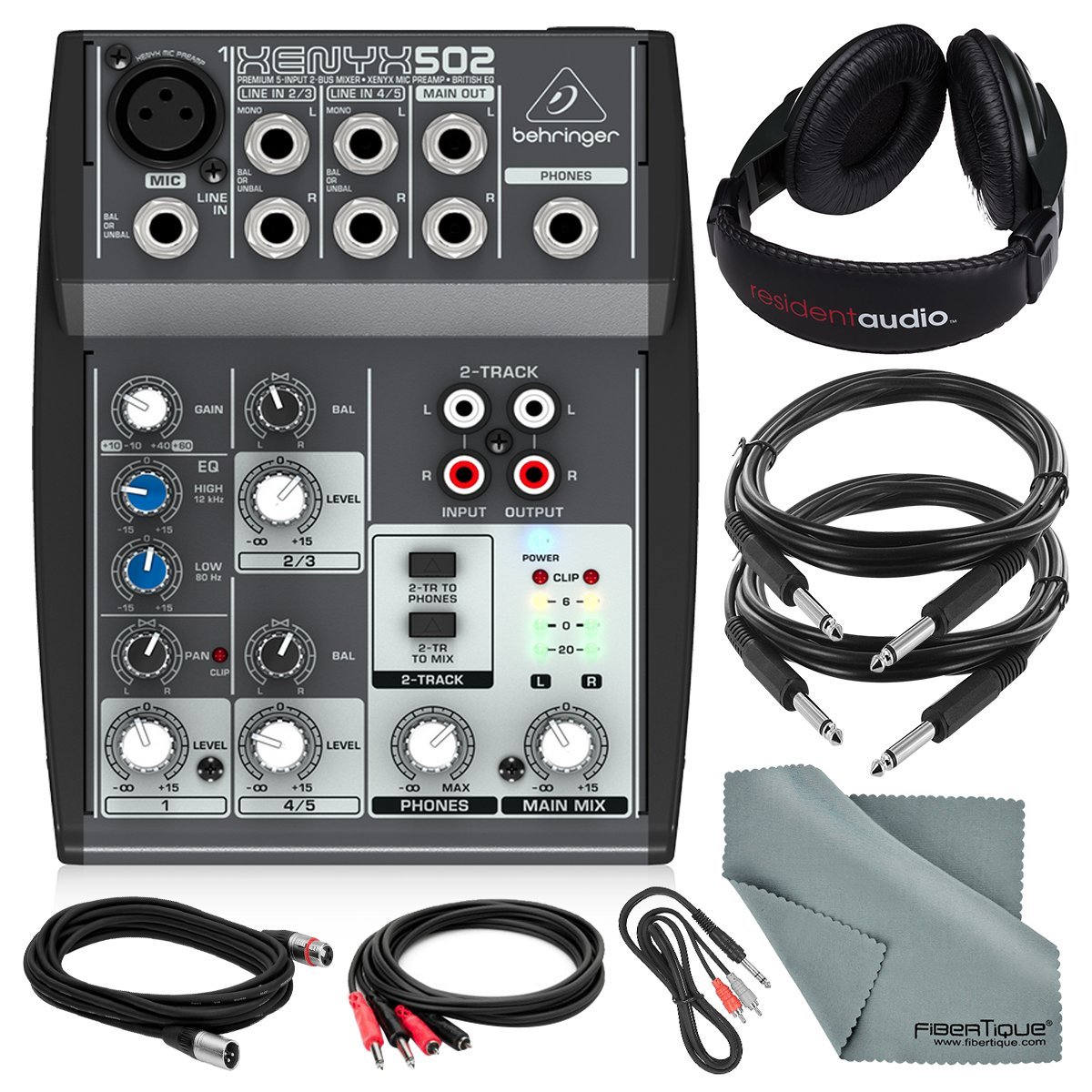 Behringer XENYX 502 5-Channel Audio Mixer and Deluxe Bundle w
