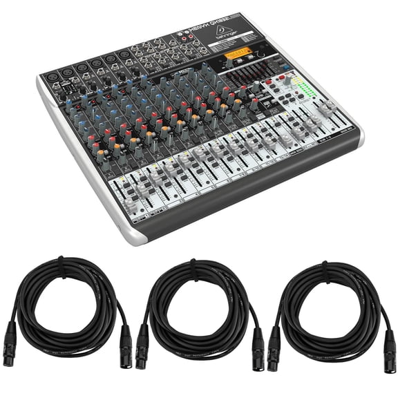 Behringer Xenyx QX1832USB Premium 18-Input 3/2-Bus Mixer with 3x XLR Cables