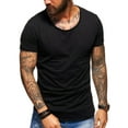 thumbnail image 1 of Behype. Men's Basic Crewneck Casual Fashion Hipster T-Shirt Longline Tee D-1703 (Black,S), 1 of 2