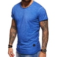thumbnail image 1 of Behype. Men's Basic Crewneck Casual Fashion Hipster T-Shirt Longline Tee D-1703 (Blue,XL), 1 of 2