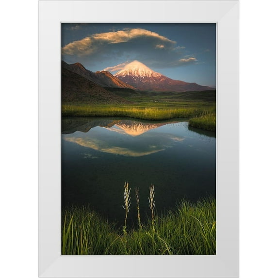 Behzad, Majid 11x14 White Modern Wood Framed Museum Art Print Titled - Gods Hand On Mount Damavand