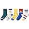 Beibi 5 Pairs Boys' Mid-Calf Socks, Cartoon-Printed Cotton Ankle Socks, Suitable for Ages 4 and Up