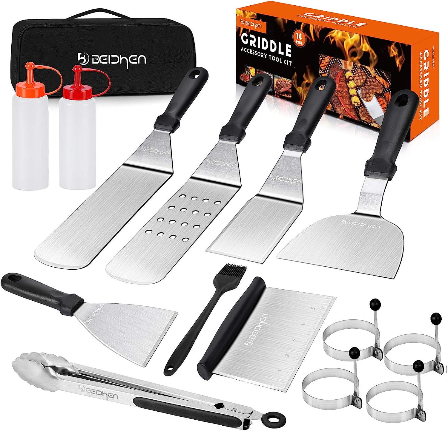 Beichen Griddle Accessories Kit, 34Pcs Stainless Steel Flat Top Grill Tools  Set for Blackstone and Camp Chef, Grilling Spatula Set, Scraper, Carry Bag,  Grill Cleaning Accessories for Men Outdoor BBQ - Yahoo