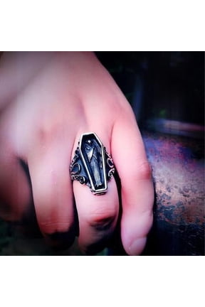 Beier Retro Gothic Jewelry Punk Vampire Coffin Titanium Steel Epoxy Men's Ring