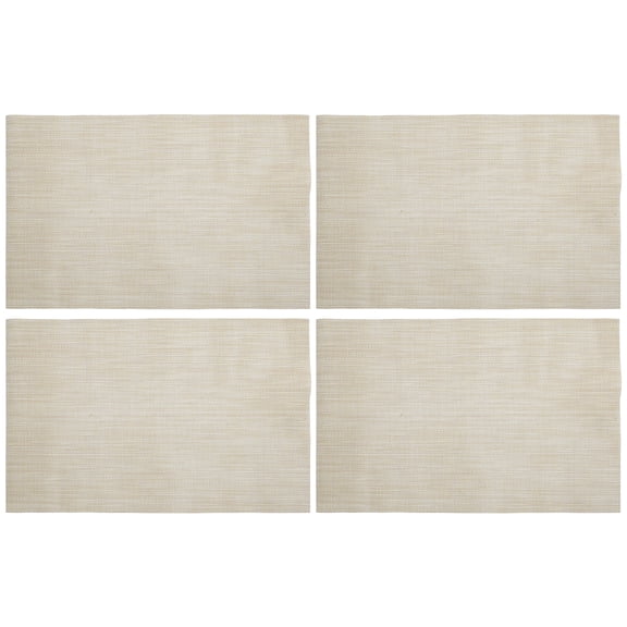 Beige 11.8"x17.7" Heat-Resistant Placemats, (Set of 4) Double-Layer Cloth, Washable Reversible Linen-Style