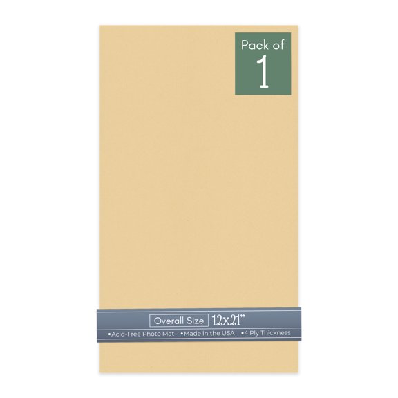 Beige 12x21 Uncut Art Mat Board - No Opening - 1 Mat