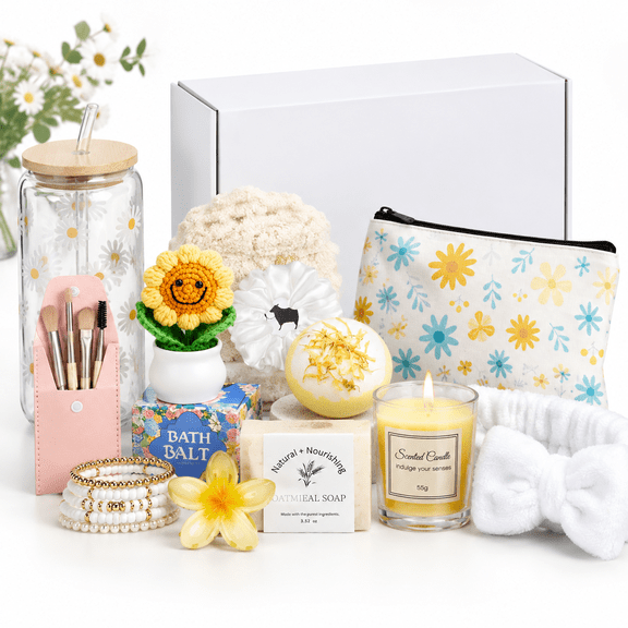 Beige 14-Piece All-Occasion Gift Basket Set for Teen and Women
