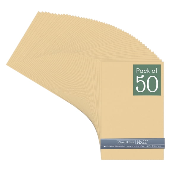 Beige 14x22 Uncut Art Mat Board - No Opening - 50 Mats