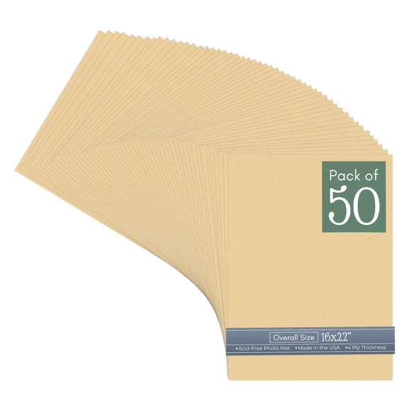 Beige 16x22 Uncut Art Mat Board - No Opening - 50 Mats