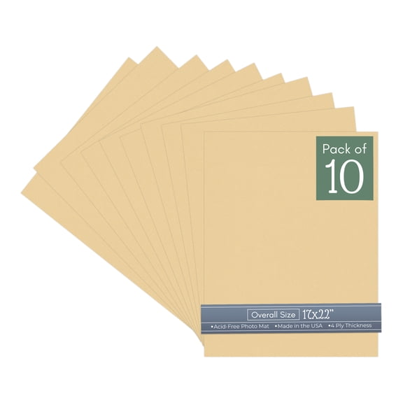 Beige 17x22 Uncut Art Mat Board - No Opening - 10 Mats